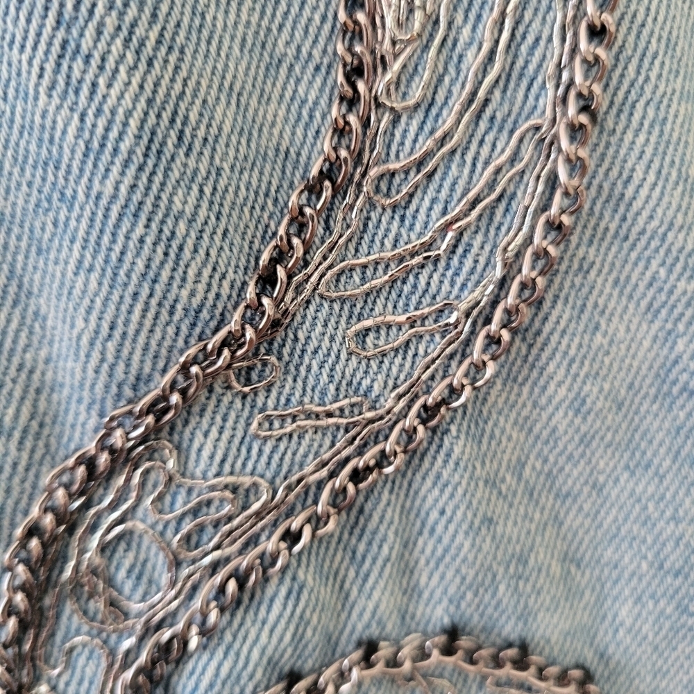 Guess Oversized Denim Rhinestone Jacket - Picture 3 of 10